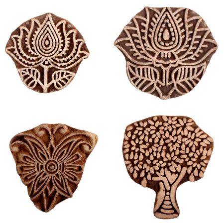 Set of 4 Piece New Mix Wooden Printing Block